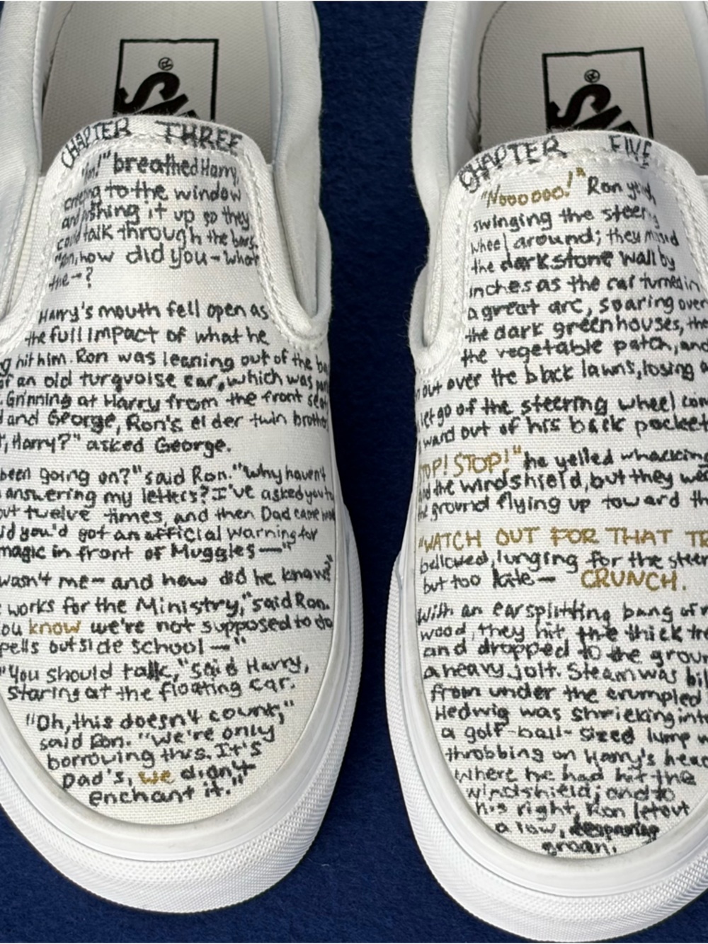 Vans Custom Harry Potter One of a Kind Handwritten Size 7 Slip-On Shoes Unisex